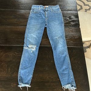 Madewell 10” high rise skinny jeans drop step hem edition